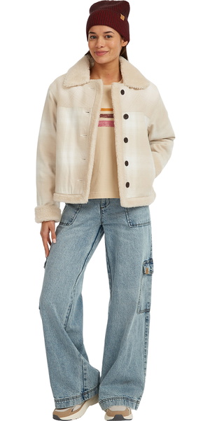 2025 O'Neill Mujer O'Riginals Fleece Chaqueta Forrada 1500144 - Beige Check